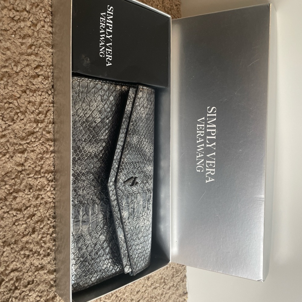 Simply Vera Vera Wang Silver Snakeskin Clutch